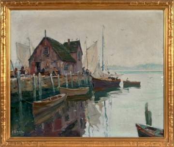 Anthony Thieme - (American, 1888-1954) "A Grey Day, Gloucester Harbor" 